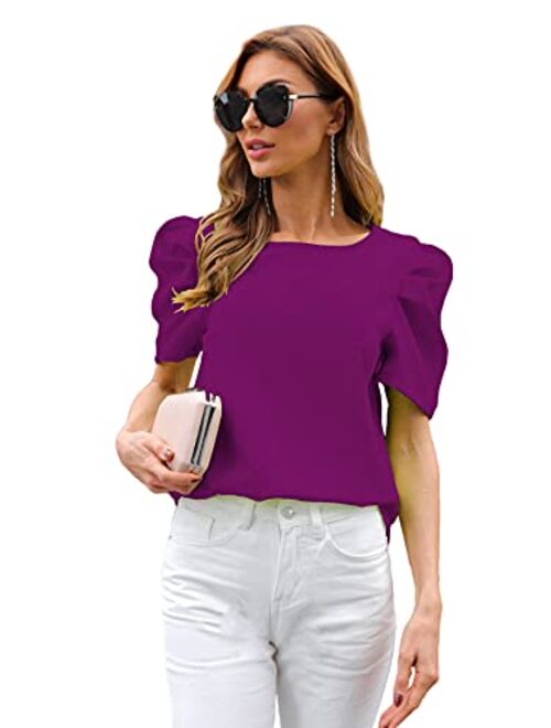 Shein Puff Sleeve Tie Back Top