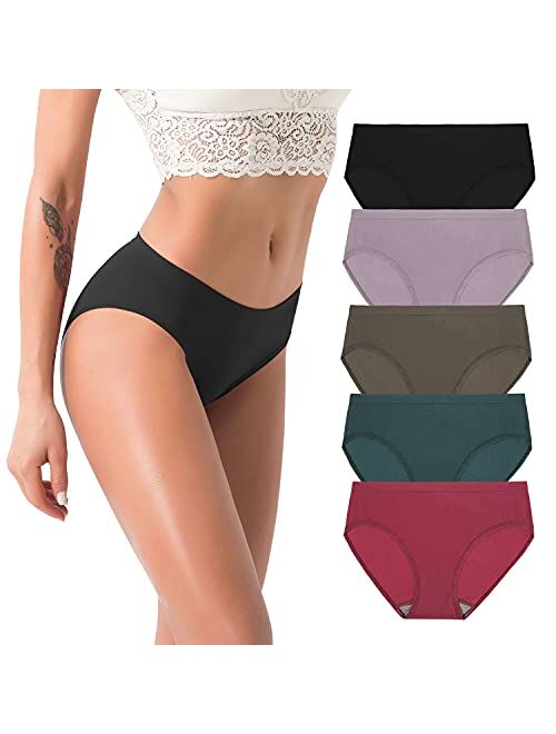 Women's Seamless Hipsters Underwear No show Full Coverage Bikini Panties Breathable Stretch Briefs 5 Pack