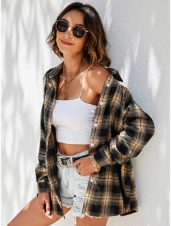 Plaid Print Button Front Overshirt