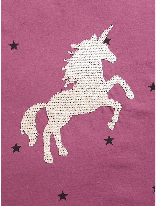 GAP Kids 100% Organic Cotton Flippy Sequin Unicorn Skeleton T-Shirt