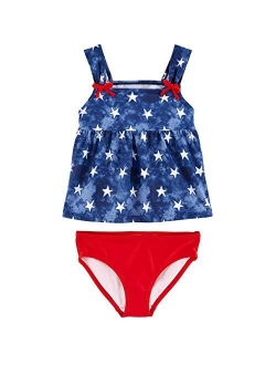 Toddler and Baby Girls Swimwear Set (Red/White/Blue