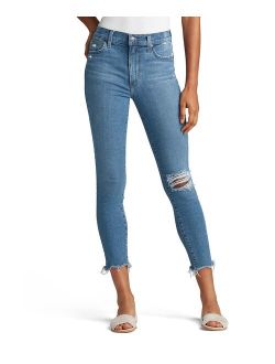 Peel Blue High-Rise Distressed Crop Skinny Jeans - Women