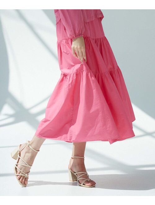 medicine Pink Tiered Midi Skirt - Women