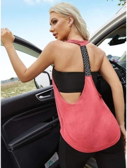 Geo Print Backless Sports Tank Top