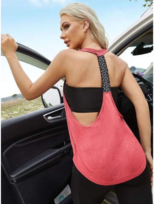 Shein Geo Print Backless Sports Tank Top