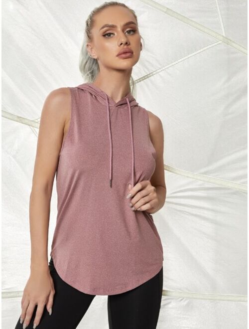 Shein Drawstring Hooded Sports Tee