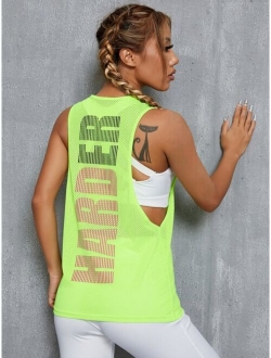 Letter Graphic Drop Armhole Sports Tank Top