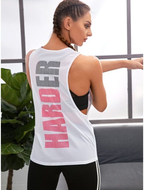 Shein Letter Graphic Drop Armhole Sports Tank Top