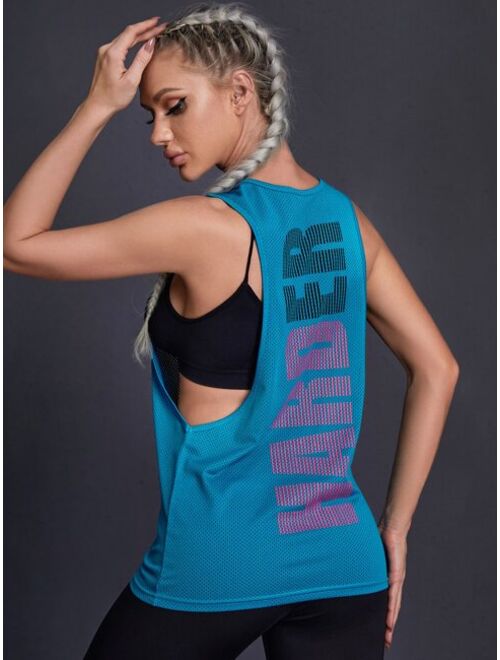 Shein Letter Graphic Drop Armhole Sports Tank Top