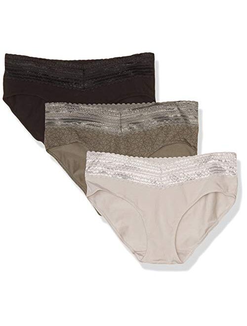 Warner's Women's Blissful Benefits No Muffin Top Cotton Stretch Lace Hipster Panties Multipack