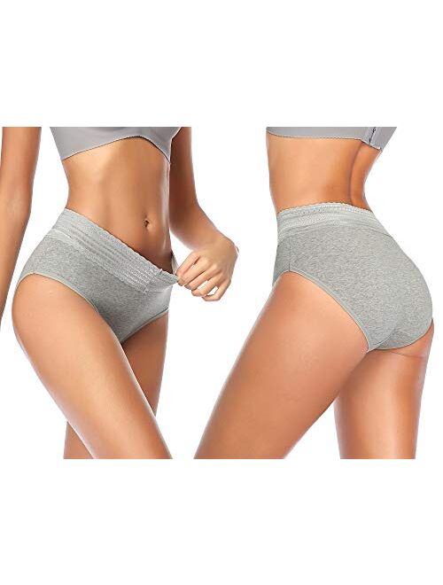 Annenmy Cotton Hipster Panties for Women with Lace Waistband, Mid Rise No Muffin Top Full Coverage Underwear for Women