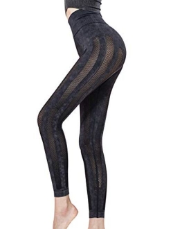 Women's Mesh Leggings Yoga Pants High Waisted Women's Leggings Workout Compression Pants for Running Gym Fitness