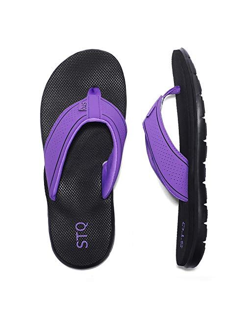 STQ Women‘s Flip-flop Non Slip Comfortable Memory Foam Thong Sandals for Outdoor