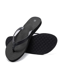 Akk Womens Flip Flops Sandals - Yoga Foam Thong Sandals with Comfort Orthotic Arch Support Non Slip Soft Slides for Beach Summer Indoor Outdoor