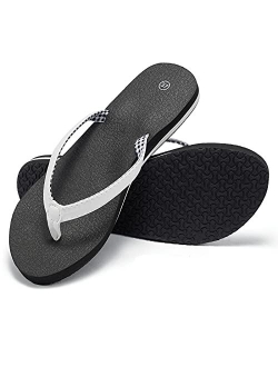 Akk Womens Flip Flops Sandals - Yoga Foam Thong Sandals with Comfort Orthotic Arch Support Non Slip Soft Slides for Beach Summer Indoor Outdoor