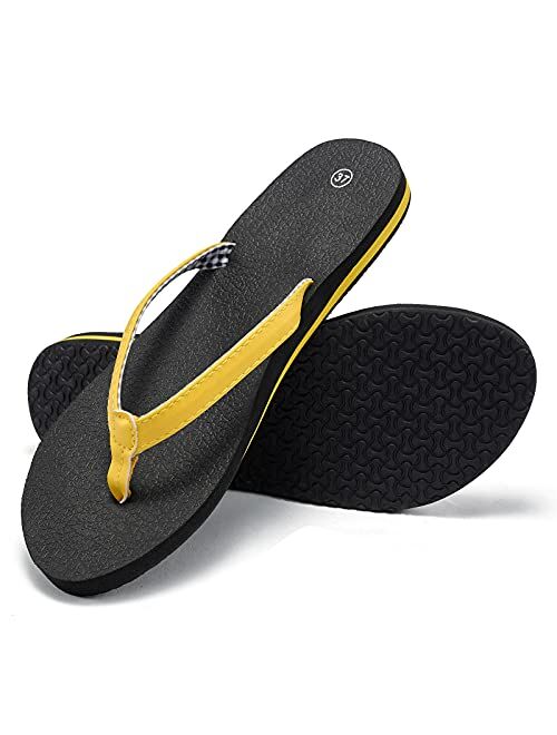 Akk Womens Flip Flops Sandals - Yoga Foam Thong Sandals with Comfort Orthotic Arch Support Non Slip Soft Slides for Beach Summer Indoor Outdoor