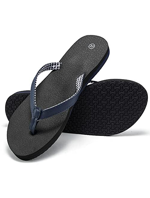 Akk Womens Flip Flops Sandals - Yoga Foam Thong Sandals with Comfort Orthotic Arch Support Non Slip Soft Slides for Beach Summer Indoor Outdoor