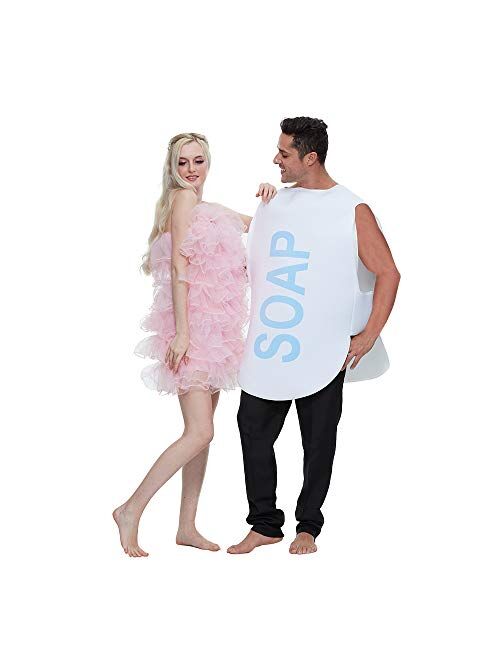 EraSpooky Couples Soap and Loofah Costume Adult Funny Halloween Party Couple Costumes Set