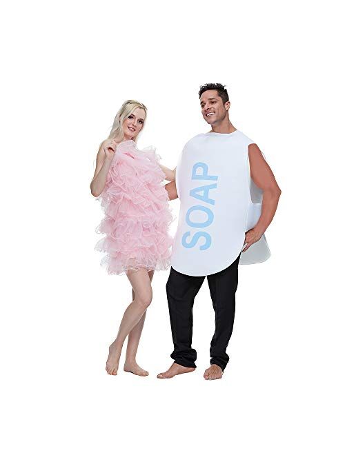 EraSpooky Couples Soap and Loofah Costume Adult Funny Halloween Party Couple Costumes Set