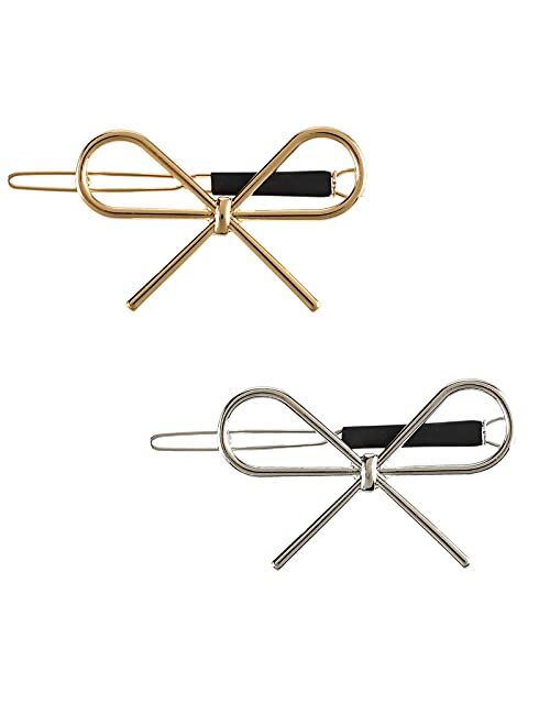 GIYOMI 2 Pcs Minimalist Hair Clip for Women and Girls, Newly designed Hollow Hoop Round Circle Geometric Metal Hair Clip Bobby Pin Ponytail Holder Hair Accessories(Gold &