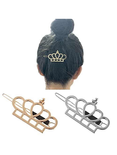 GIYOMI 2 Pcs Minimalist Hair Clip for Women and Girls, Newly designed Hollow Hoop Round Circle Geometric Metal Hair Clip Bobby Pin Ponytail Holder Hair Accessories(Gold &