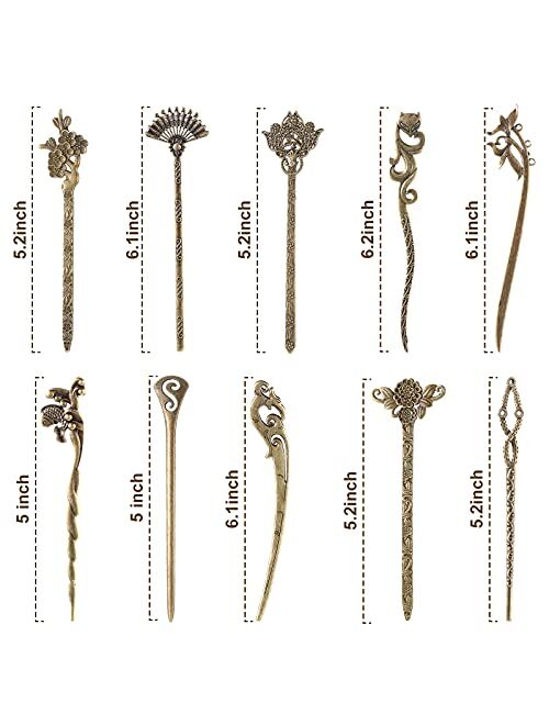 16 Pieces Vintage Silver Celtic Hair Slide Hairpin Chinese Women Hair Chopsticks, 6 Celtic Knot Hair Stick and 10 Retro Antique Decorative Hair Sticks Hair Fork Hair Acce