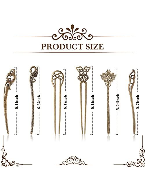 12 Pieces Celtic Hair Slide Hairpin Chinese Women Hair Chopsticks Celtic Knot Hair Stick Vintage Chinese Bronze Hair Chopstick Antique Bronze Decorative Hair Pin Hair Acc