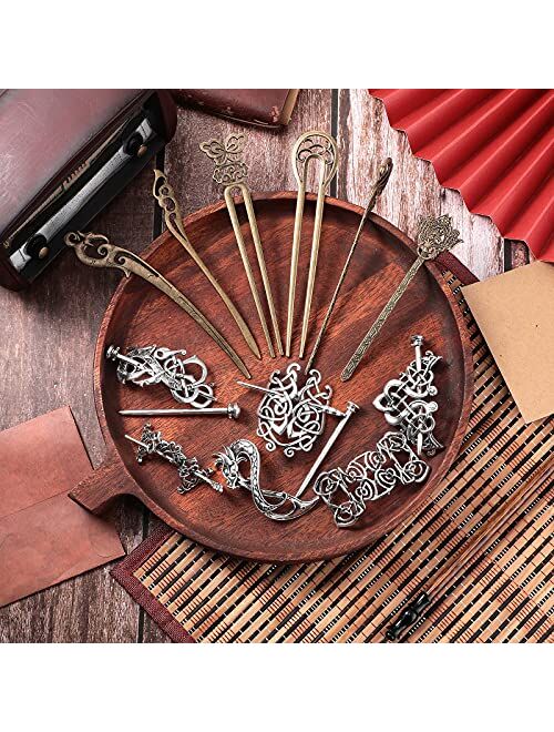 12 Pieces Celtic Hair Slide Hairpin Chinese Women Hair Chopsticks Celtic Knot Hair Stick Vintage Chinese Bronze Hair Chopstick Antique Bronze Decorative Hair Pin Hair Acc