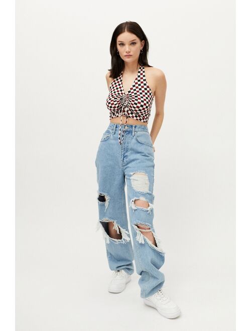 Urban Renewal Remnants Y2K Checkerboard Halter Top