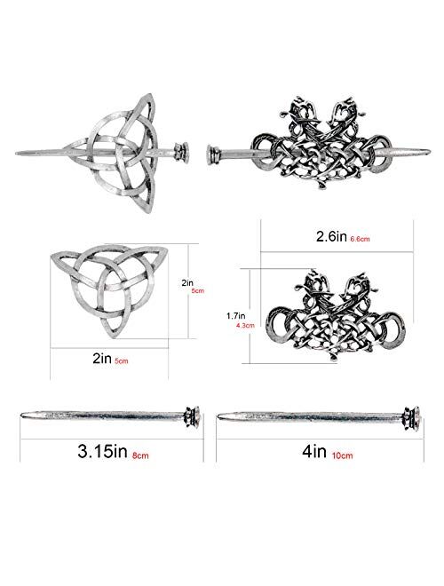 OperSeven 2 Pcs Silver Celtic Hair Slide Vintage Hairpins Hair Accessories Hair Clips, Creative Hair Barrette Minimalist Hair Claw Hair Pin Hair Accessories for Women (St