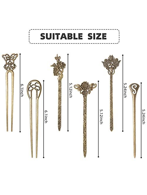 Yingzhao 12 Pieces Celtic Hair Slide Hairpin Chinese Women Hair Chopsticks Hair Sticks Vintage Bronze Hair Chopsticks Antique Bronze Decorative Hair Pin Hair Accessories 