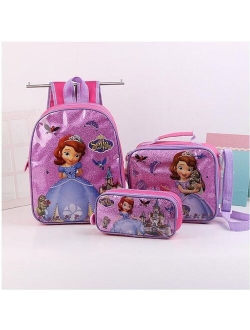 3pcs princess Disney children backpack lunch Elsa bag pencil cartoon case Frozen handbag girl boy gift bag for school student