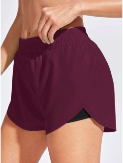 Active High-Rise Tulip Hem Shorts