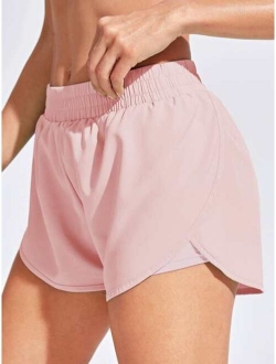 Active High-Rise Tulip Hem Shorts