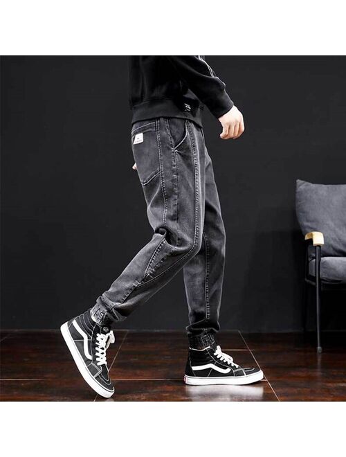 WWKK Mens Japanese Fashions Harem Black gray Jeans Pants 2020 Vintage Straight Pants Harajuku Jeans Baggy High Quality Denim