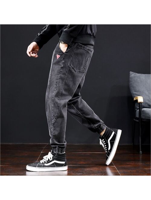 WWKK Mens Japanese Fashions Harem Black gray Jeans Pants 2020 Vintage Straight Pants Harajuku Jeans Baggy High Quality Denim