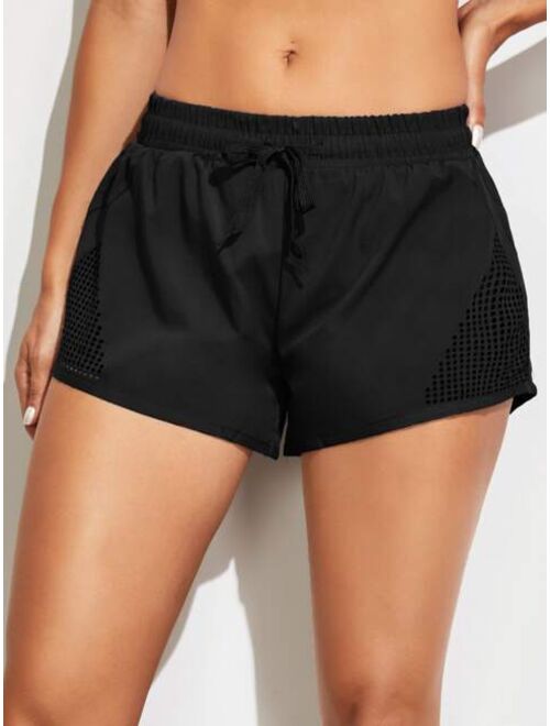 Shein Hollow Out Drawstring Waist Sports Shorts