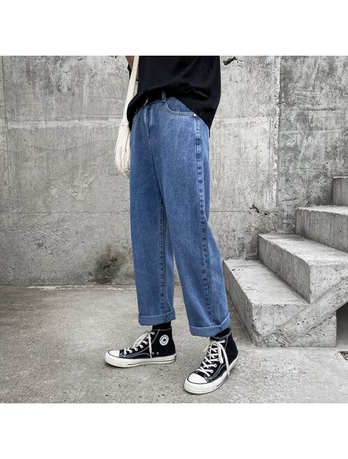 WWKK Man Jeans High Waist Clothes Wide Leg Denim Clothing Blue Streetwear Vintage Quality 2020 Fashion Harajuku Straight Pants