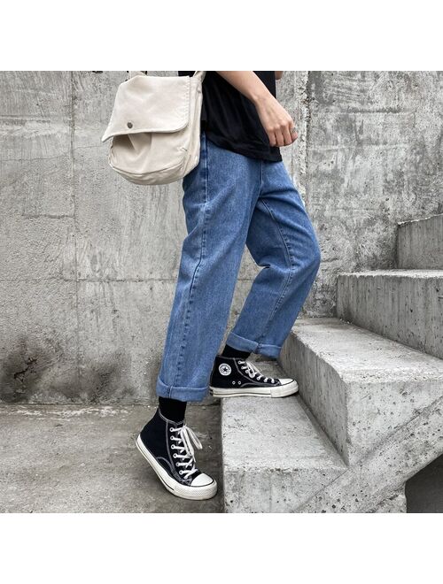 WWKK Man Jeans High Waist Clothes Wide Leg Denim Clothing Blue Streetwear Vintage Quality 2020 Fashion Harajuku Straight Pants