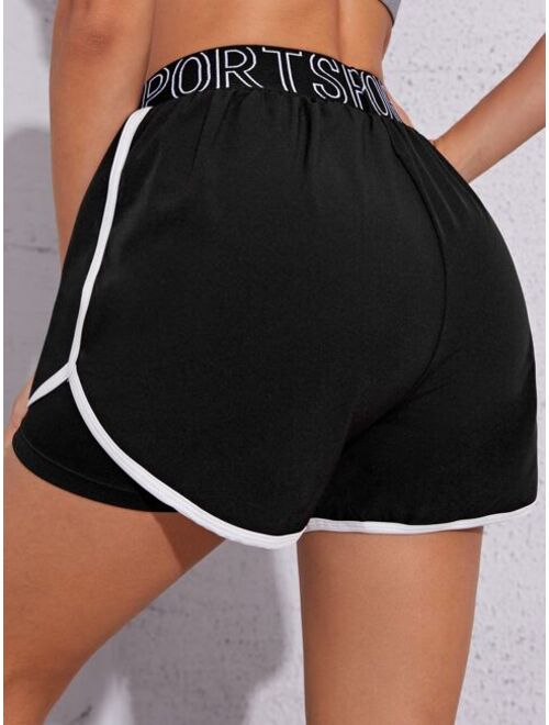 Shein 2 In 1 Letter Graphic Contrast Trim Sports Shorts