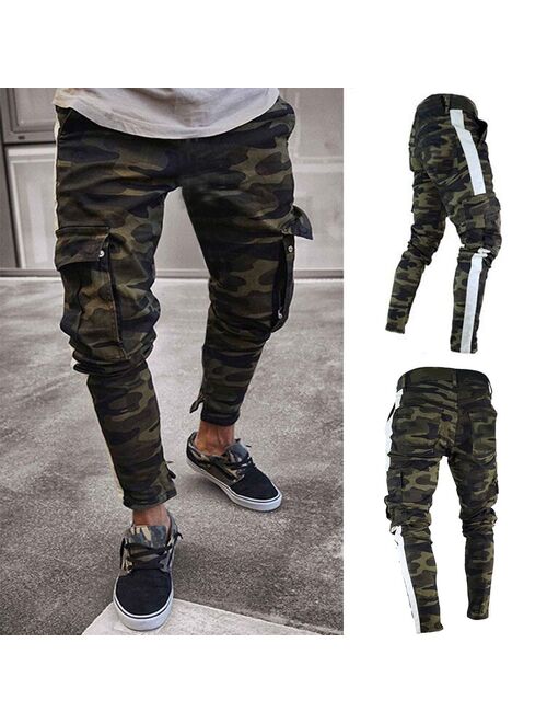 Jeans Mens Camouflage Stretch Denim Pants Pleated Slim Fit Jeans Trousers Pocket Sport Work Trouser Pants Men Джинсы Для Мужчин