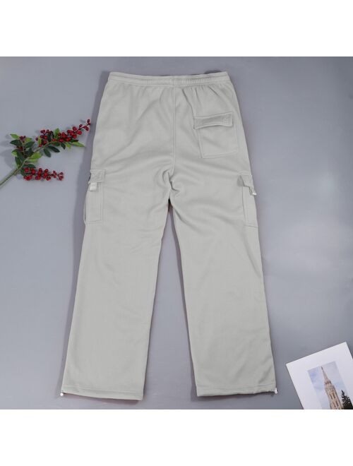 2021 Hot Sale Men's Rope Loosening Waist Solid Color Pocket Trousers Loose Sports Trousers Cargo Trousers hombres conjuntos #19