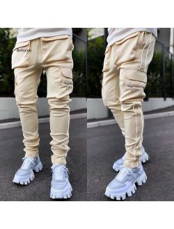 Summer Men's Casual Pants popular logo Large Size Straight-leg Reflective Multi-Pocket Cargo Pants Men's Sports Pants