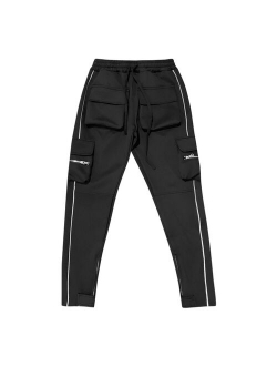 Summer Men's Casual Pants popular logo Large Size Straight-leg Reflective Multi-Pocket Cargo Pants Men's Sports Pants