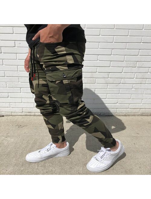 2020 Camo Cargo Pants Men Tracksuit Pockets Jogging Pants Men Slim Sweatpants Fitness Fashion Sportswear Homme Streetwear