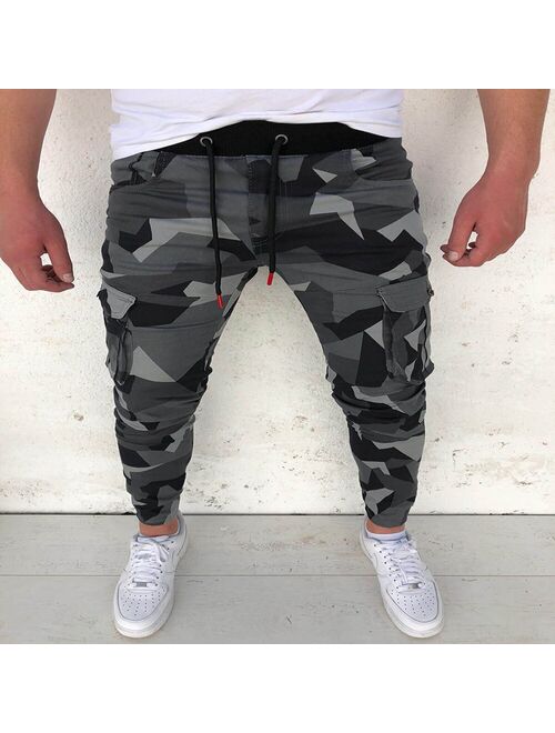 2020 Camo Cargo Pants Men Tracksuit Pockets Jogging Pants Men Slim Sweatpants Fitness Fashion Sportswear Homme Streetwear