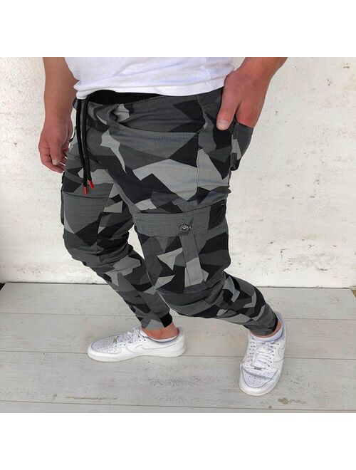 2020 Camo Cargo Pants Men Tracksuit Pockets Jogging Pants Men Slim Sweatpants Fitness Fashion Sportswear Homme Streetwear