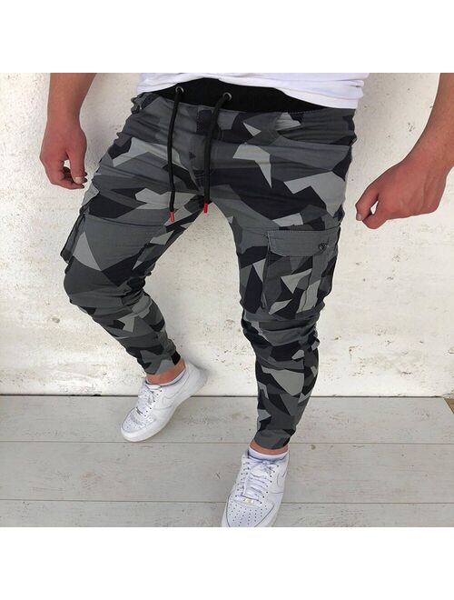 2020 Camo Cargo Pants Men Tracksuit Pockets Jogging Pants Men Slim Sweatpants Fitness Fashion Sportswear Homme Streetwear