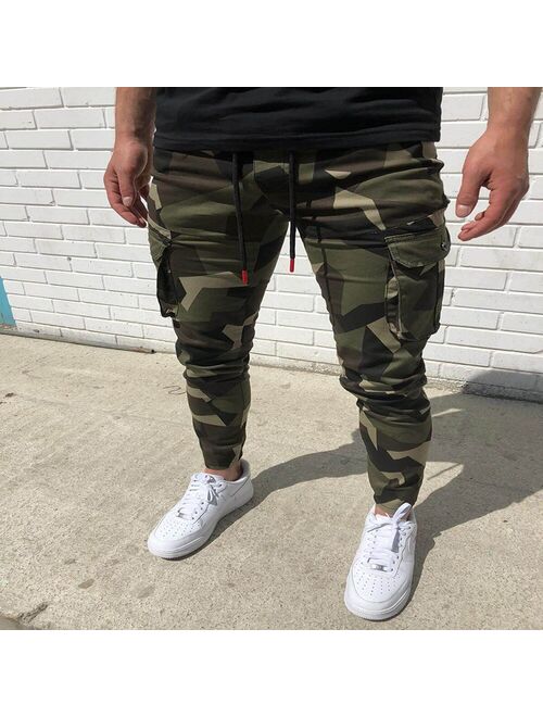 2020 Camo Cargo Pants Men Tracksuit Pockets Jogging Pants Men Slim Sweatpants Fitness Fashion Sportswear Homme Streetwear