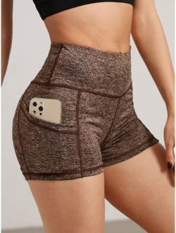 Wide Band Waist Sports Shorts With Phone Pocket